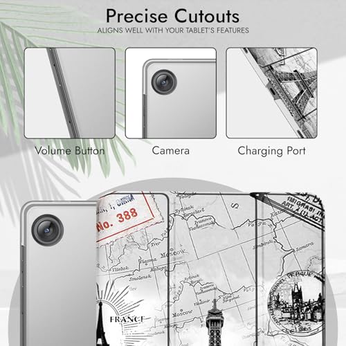 Image of Robustrion Cover for Samsung Galaxy Tab A11 Plus Cover Case 11 inch, Flip Cover Case for Samsung Galaxy Tab A11 Plus Cover /Tab A11+ Tablet Cover with Translucent Back - Eiffel