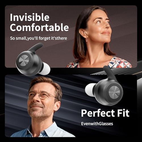 OTC Hearing Aids for Seniors & Adults - Rechargeable, 25+ Hour Battery Life, Advanced Noise Cancellation, 5-Level Volume & Memory, Clear Sound, Comfort-Fit