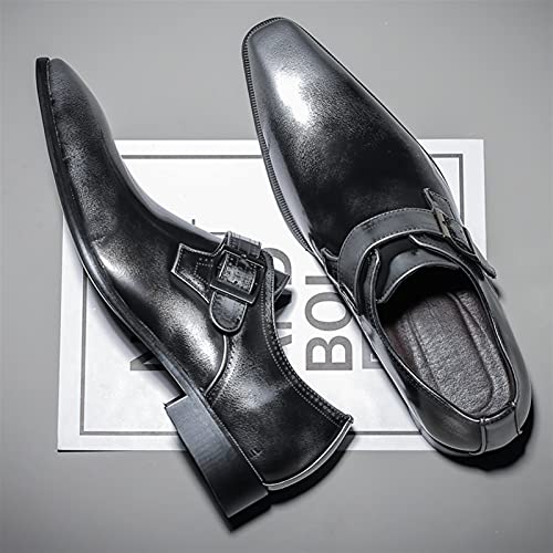 Dress Oxford Shoes for Men Slip On Monk Strap Squre Toe Vegan Leather Block Heel Anti-Slip Non Slip Rubber Sole Casual3