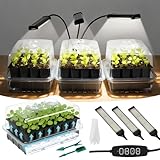 SOLIGT 72 Cell Self Watering Seed Starter Trays with Grow Light, 3 Seed Starter Kit with Humidity Domes, Full Spectrum Seedling Light with 8/12/18H Timer for Seed Starting, Seedling Growing