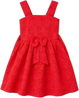 Tulia & Thiha Girls Cotton Eyelet Frock | Sleeveless Floral Embroidered Dress with Bow | Summer Dress for Baby Girls (2–5 ... Price In India
