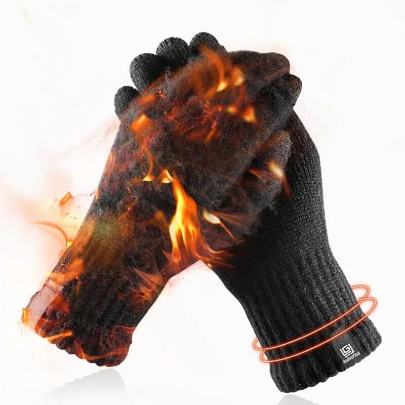 HUNTSMANS ERA Winter Woolen gloves for Men and Women (Black 1qty) 3