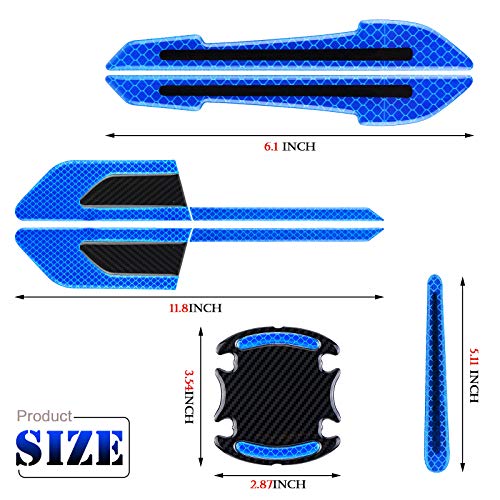 12 Pieces Reflective Car Stickers Set Rearview Mirror Reflective Warning Stickers Car Side Reflective Stickers Car Handle Protectors And Handle Paint Scratch Films For Car Safety (Blue) #TOP1