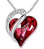 Leafael Infinity Love Heart Pendant Necklace with Siam Ruby Red Birthstone Crystal for January and July, Jewelry Gifts for Women, Silver-tone, 18'+2'