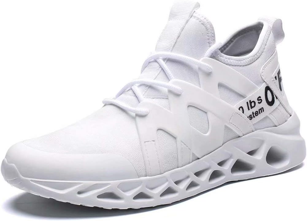 Pozvnn Men's Sneakers Mesh Ultra Lightweight Breathable Athletic Running Walking Gym Shoes Fashion Personality Shoe Outdoor Sport White43