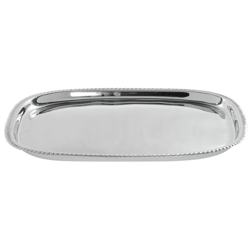 Serving Tray with Gadroon Edge Stainless Steel Oblong - 17" L x 17" W x 3/4" H by HUBERT – 17" x 17" x 0.8", Stainless Steel, Silver, Model TR06203188