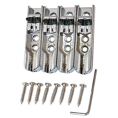 HXBER 4pcs Bass Guitar Bridge Individual Bass Bridge Guitar Bridge Single Individual Tailpiece Single String Bass Bridge Bass Guitar Saddles Compatible with 4 String Electric Bass Guitar Accessories