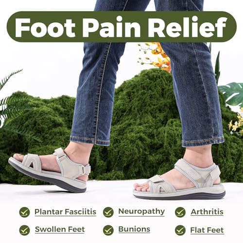 Image of FitVille Women's Orthopedic Wide Sandals Casual Arch Support Flat Sandals