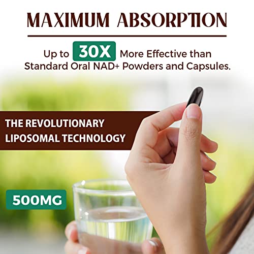 Image of Liposomal NAD+ 500 MG Supplement, True NAD Plus Supplement, Superior Absorption, Boost NAD+ More Efficient Than Nicotinamide Riboside for Cellular Energy, Healthy Aging, 240 Serving