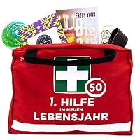 Dakita Erste-Hilfe Tasche zum 50. Geburtstag – Lustiges Geschenk für Männer & Frauen – 28×18×8 cm – rot, ohne Inhalt – Ansicht 3