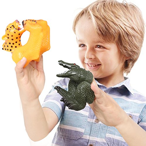 Rainbow yuango 30PCS Realistic Animals Finger Puppets Playset Soft Vinyl Rubber Animal Head Finger Puppet with Feet Theaters Doll Model Toy for Kids