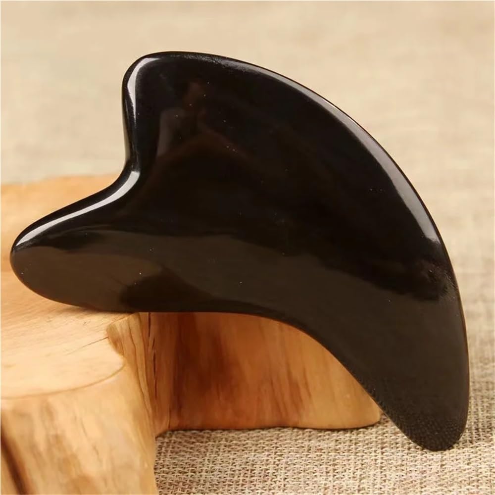 Gua Sha-Massagegerät for das Gesicht, schwarzes Hornbrett for die traditionelle Therapie des Körpers und des Gesichts, Anti-Aging-Hautpflege(Thickness 12mm)