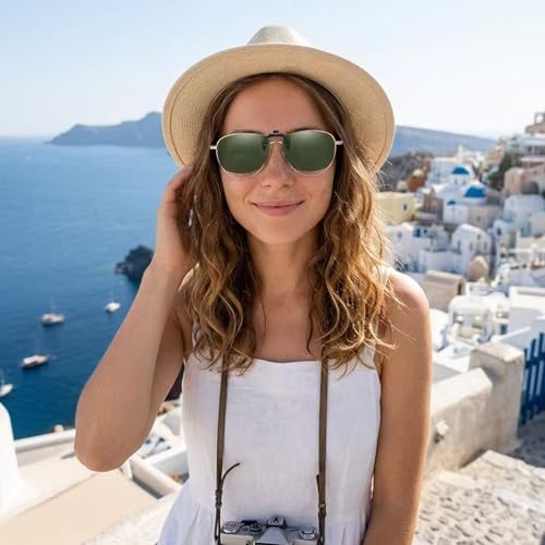 Image of Polarized Clip On Sunglasses Over Prescription Glasses Men Women Rimless Flip Up