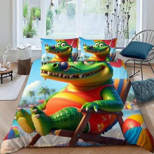 Parure de lit crocodile en microfibre de qualité supérieure avec impression 3D nette - 3