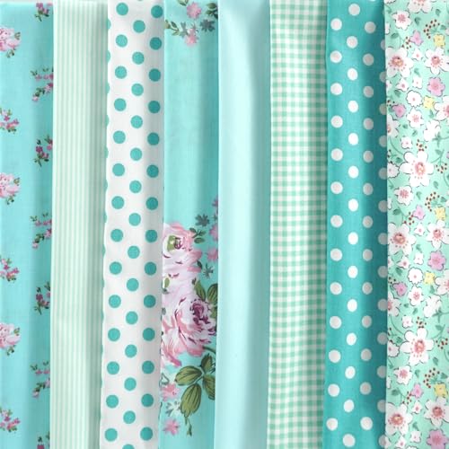 Misscrafts 8pcs Craft Fabric Bundle 100% Cotton Quilting Fabric 18x22 Inches Squares Multicolored Different Pattern for Patchwork DIY Sewing Scrapbooking Blue - Thumbnail 6