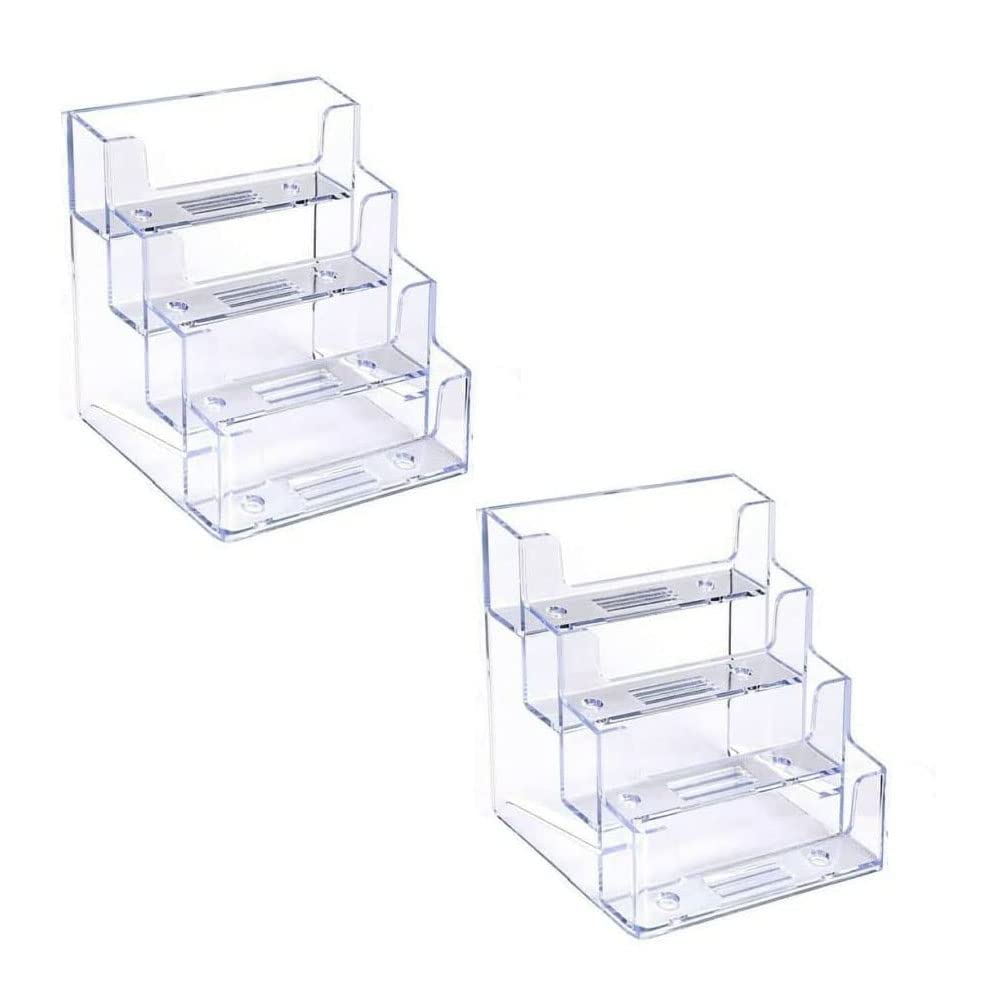 2 Pack Transparent 4-Tier Business Card Holder Acrylic Card Display Desk Stand Holder โ image 1