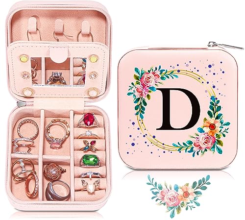 Buouforau Regalos para hermana de parte de hermana, regalos de cumpleaños para hermana, regalos del día de la madre para hermana, caja de joyería de viaje personalizada para hermana, inicial D