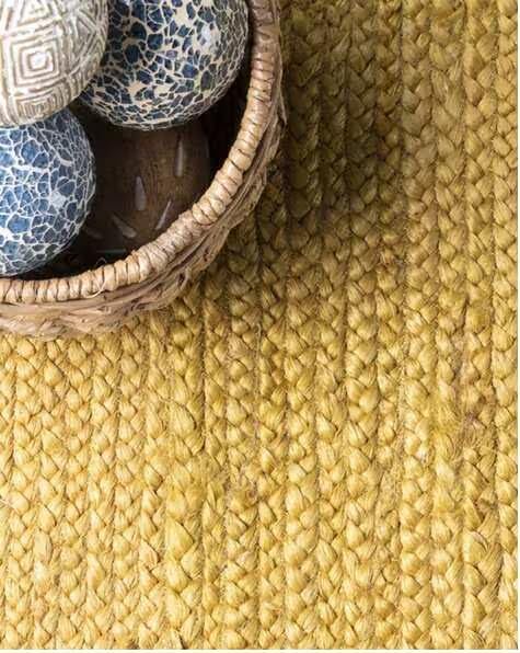 Handmade Jute Area Rug Solid Color Natural Fiber Indoor Carpet for Living Room Bedroom Entryway Flat Woven Durable Floor Rug