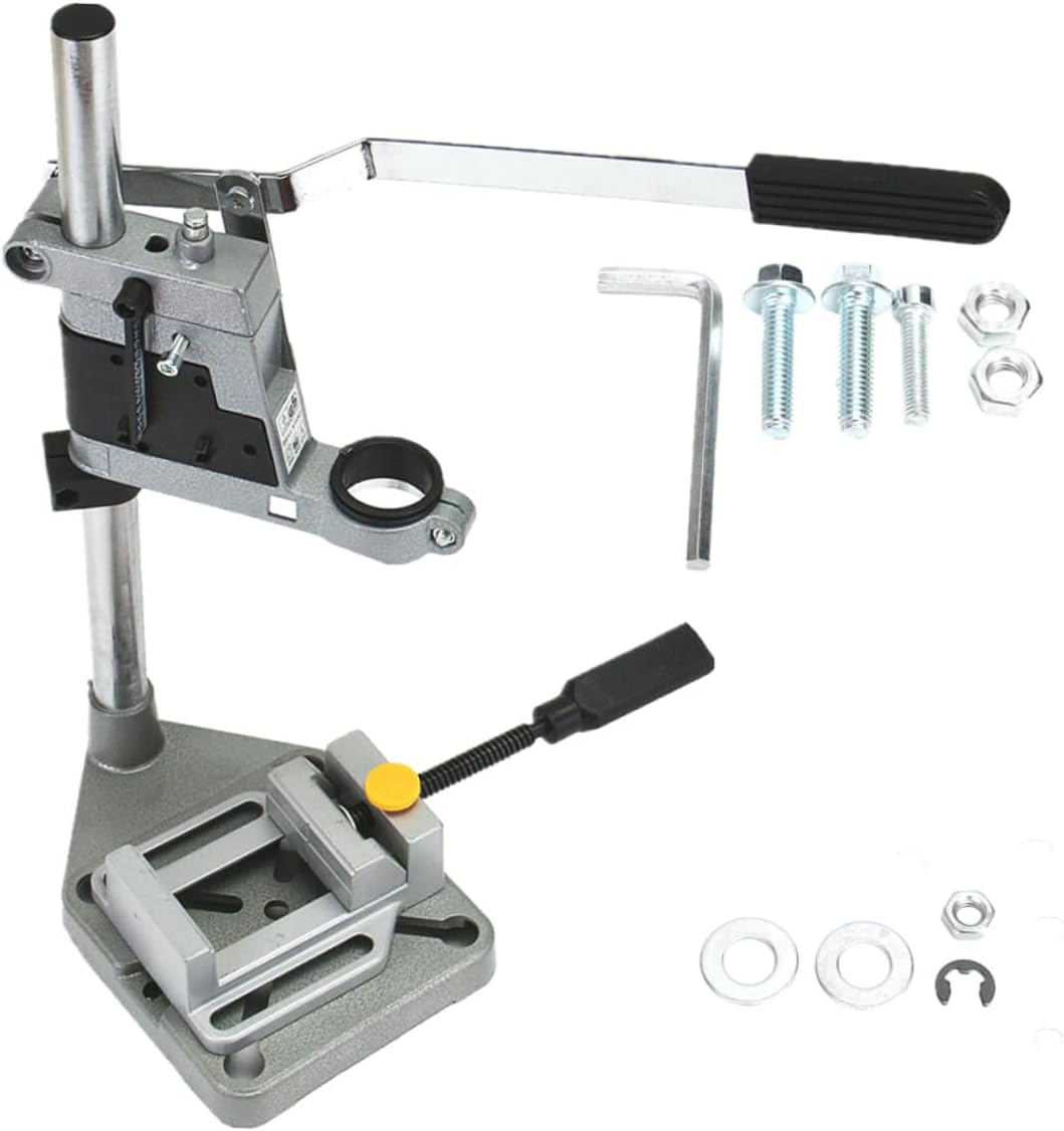 Single Hole Drill Press Stand with Iron Base, Universal Electric Drill Holder Bench Clamp Support Tool for Workshop and Power Tool Accessories