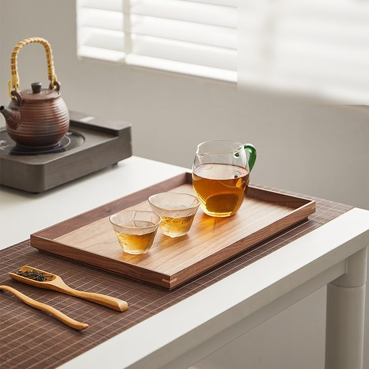 Bandeja Decorativa De Madera, Bandeja Rectangular para Té, Bandeja para Juego De Té Doméstico, Bandeja para Postres, Bandeja De Almacenamiento, Bandeja para Alimentos..Medium