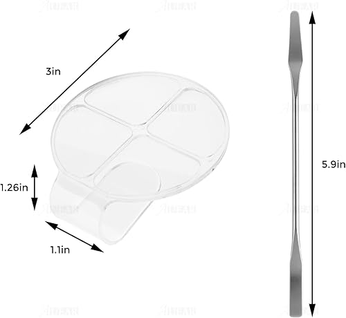 AUEAR, 2 Pack Hand Makeup Mixing Palette Handheld Clear Cosmetic Nail Art Manicure with Pieces Spatula for Foundation