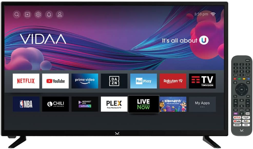 MAJESTIC ST32 - Televisore SMART LED HD READY da 32, Sitema operativo VIDAA, Wi-Fi integrato, DVB-T/T2 e DVB-S/S2, Telecomando, USB, nero