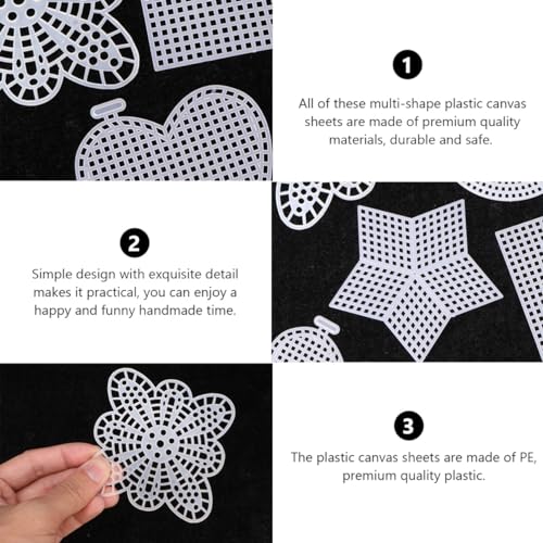 Image of Tofficu 50 Pieces Mesh Plastic Canvas Sheets, Plastic Mesh Sheet Plastic Grid Sheet 5 Styles, Plastic Canvas Shapes for Embroidery, Knitting and Crochet Projects, 8.00X8.00X0.10CM