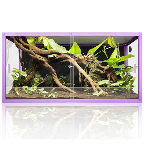 REPTI ZOO 120 Gallon Reptile Terrarium, 4x2x2 ft Light Weight Reptile Enclosure, Colored Reptiles Tank with Tempered Glass Door, Large Aluminum Habitat for Bearded Dragon, Snake, Lizard, Gecko-Purple