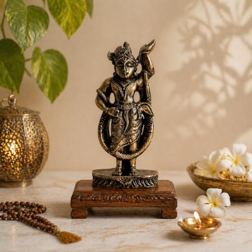Image of eCraftIndia Lord Shrinathji Idol | Antique Finish Shrinathji Statue | Decorative Spiritual Showpiece for Home Decor & Gifting | Hindu God Murti for Temple & Living Space