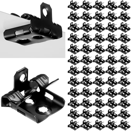 Image of Hicarer 100 Pcs Hammer on Flange Clip Bottom Mount 1 /8-1 /4 Inch Clamp Bulk with Hole Cable Clip for Flanges Spring Steel