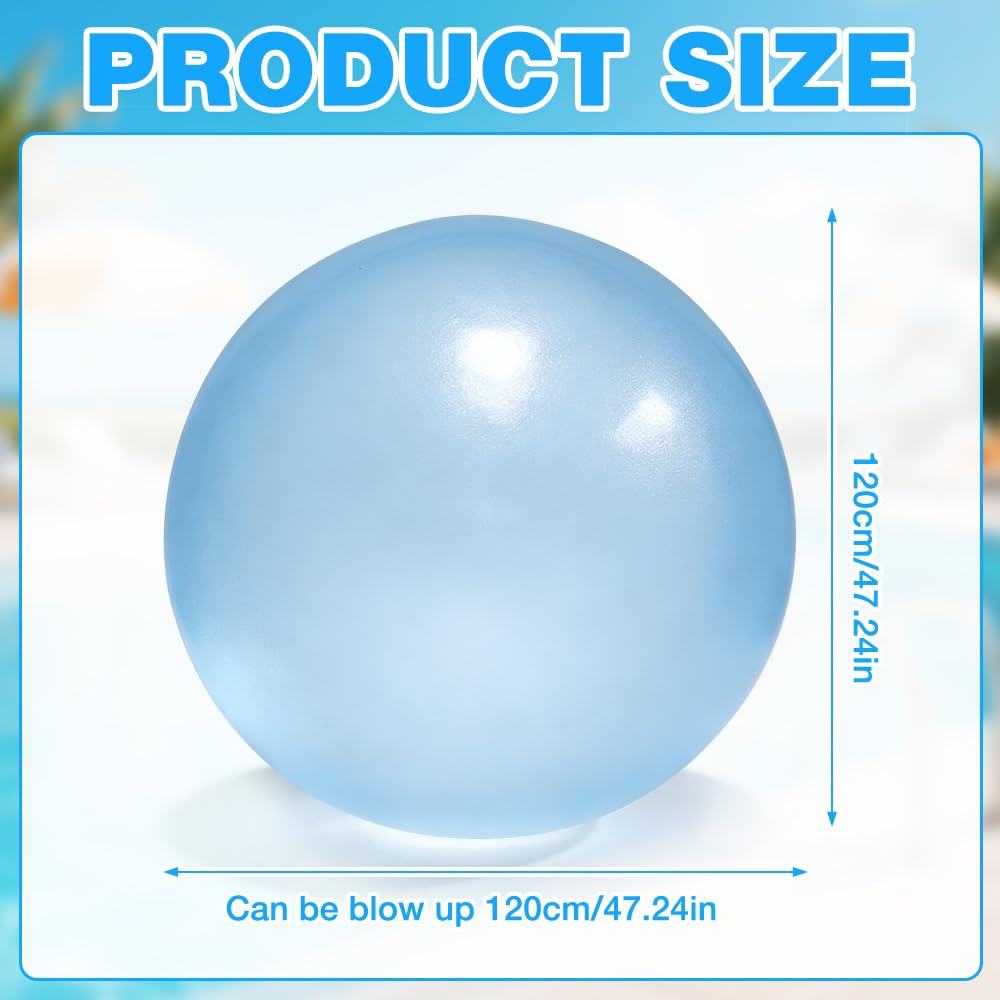 Gigantyczne nadmuchiwane balony, HOVCEH 120 cm, gigantyczny nadmuchiwany balon, przezroczysta nadmuchiwana piłka do bańki z TPR na plażę, do ogrodu (niebieski)