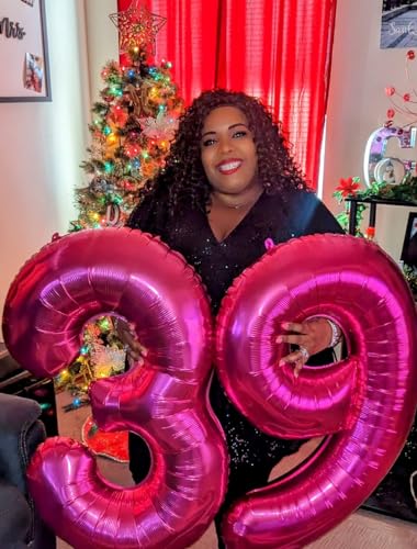 Image of 9 Balloon Numbers Birthday Decorations, 40In Hot Pink Balloons for Party | Eye-catching Appearance, Perfect Decorative Centerpieces, Convenient Self-sealing Structure, Widely for Various Occasions