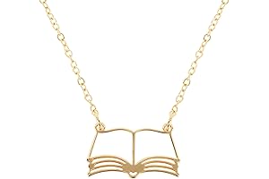 Book Lovers Gifts for Women - Book Necklace Open Book Necklace Bookworm...