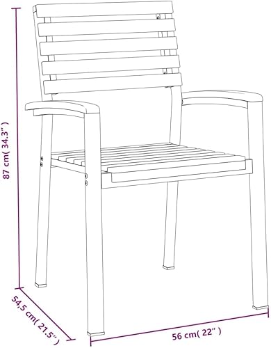 Miniatura 2 de Sillas apilables para patio, 4 piezas, madera maciza, acacia y metal, para comedor, sillas de mesa de comedor para playa, sala de estar, patio,