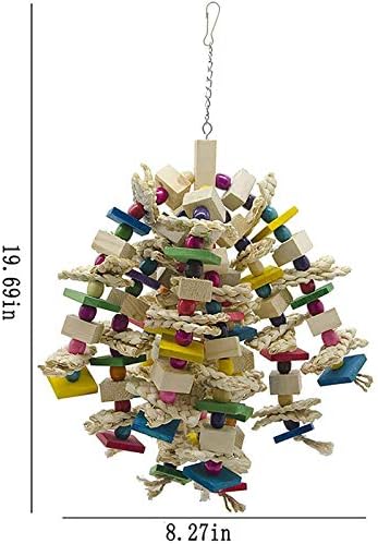 MQFORU Bird Toy Parrot Toy Made with Nature Wood, Parrot Toys for Large and Medium Birds, Best Toys for African Grey, Parakeets, Amazon Parrots, Finch, Budgie, Cockatiels, Conures ect