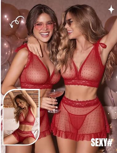  Women's 3 Piece Lace Lingerie Sets - image 2