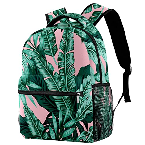Sac à dos de voyage feuilles vertes tropicales avec porte-bouteille