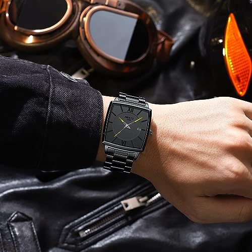 Image of NIBOSI Men's Watches Analog Military Sport Black Dial Watches for Men Business Waterproof Casual Watch Stainless Steel Wrist Watches Date