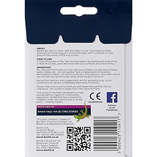 Image of Bostik Blu Tack Blu-Tack 60g Mastic Non Toxic Adhesive - White (Pack of 12)