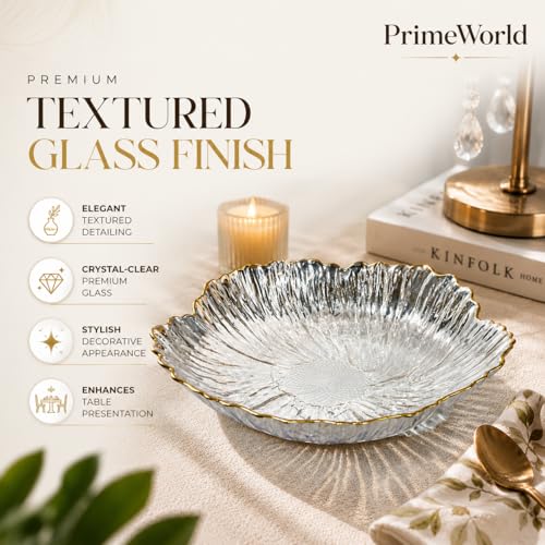 Image of PrimeWorld Fruit Basket Plate Set of 2 | Multipurpose Tabletop Food Storage Basket for Fruits, Snacks & Bread | Decorative Serving Tray for Home Kitchen Dining Table
