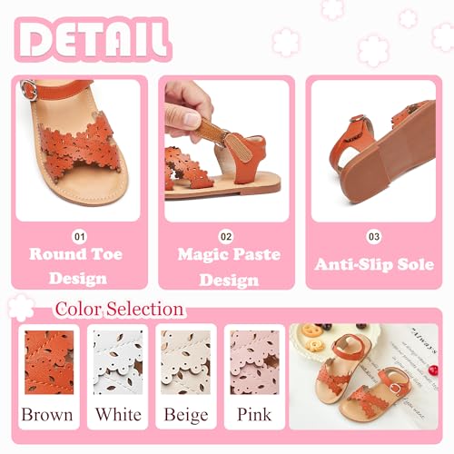 Image of Flaryzone Girls Sandals Open Toe Summer Flats Dress Sandals Shoes Toddler /Little Kid