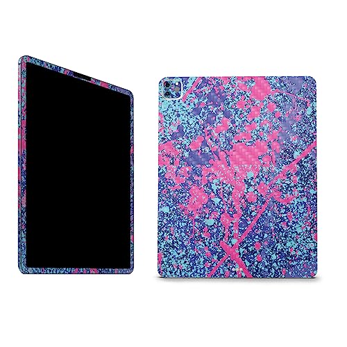 Image of MightySkins Carbon Fiber Skin Compatible with Apple iPad Pro 12.9 inch M2 6th Gen (2022) Full Wrap Kit - Vibrant Splatter | Protective Durable Textured Carbon Fiber Finish | Easy to Apply Made in The USA