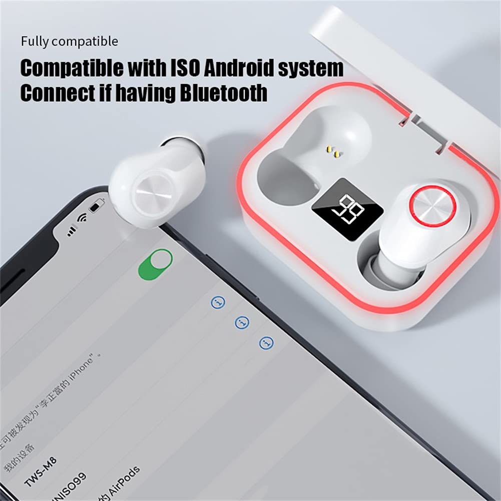 Prawdziwe bezprzewodowe słuchawki, słuchawki bluetooth z mikrofonem, wyświetlacz LED Muzyka Słuchawki Sporty Earbuds HiFi Stereo Stereo, do pracy, Sport, Gra,Black