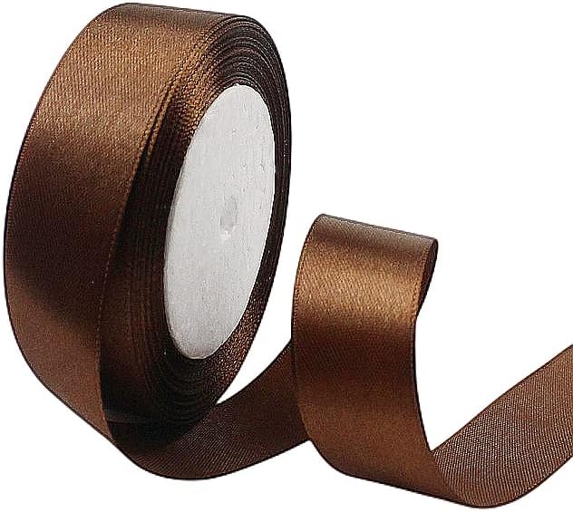 Cinta de satén café para envolver regalos de 1 pulgada, rollo continuo de cintas de 25 yardas, cinta de regalo de Navidad, cinta gruesa de tela de