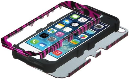 MYBAT IPHONE5HPCTUFF2DIM019NP Premium TUFF Case for iPhone 5 - 1 Pack - Retail Packaging - Zebra Skin Hot Pink/Black