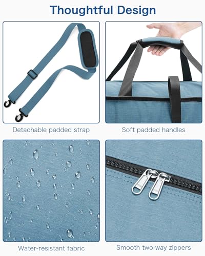 Image of Urtala Travel Duffel Bag for Women & Men, Large Foldable Overnight Weekender Bag with Shoes Compartment & Shoulder Strap, Lightweight Waterproof Luggage Bag, Light Blue, 100L, Expandable Duffle Bag