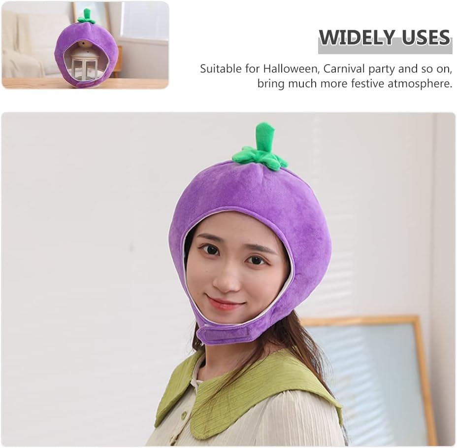 LUOZZY Funny Eggplant Hat for Carnival Costume Accessories Birthday Party Hat Photography Prop Headgear - Image 3