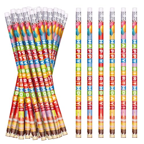 S For Students Colorful Birthday Pencil With Top Erasers Teacher Classroom Birthday Gifts Party Supplies (24)