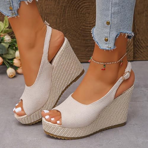Sandalias de cuña mujer con plataforma y punta abierta estilo casual verano 2