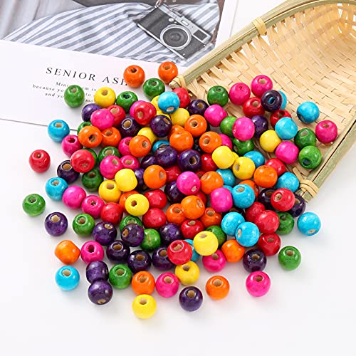 HERZWILD 400pcs Color Wooden Beads 12mm Colourful Wooden Beads Coloured Craft Bead for DIY Jewellery Making (color-12mm) - Image 3